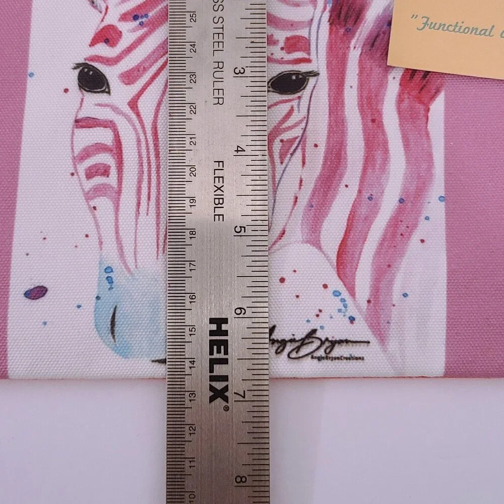Pink Zebra Canvas Zipper Pouch by Angie Bryan | Original Art Print